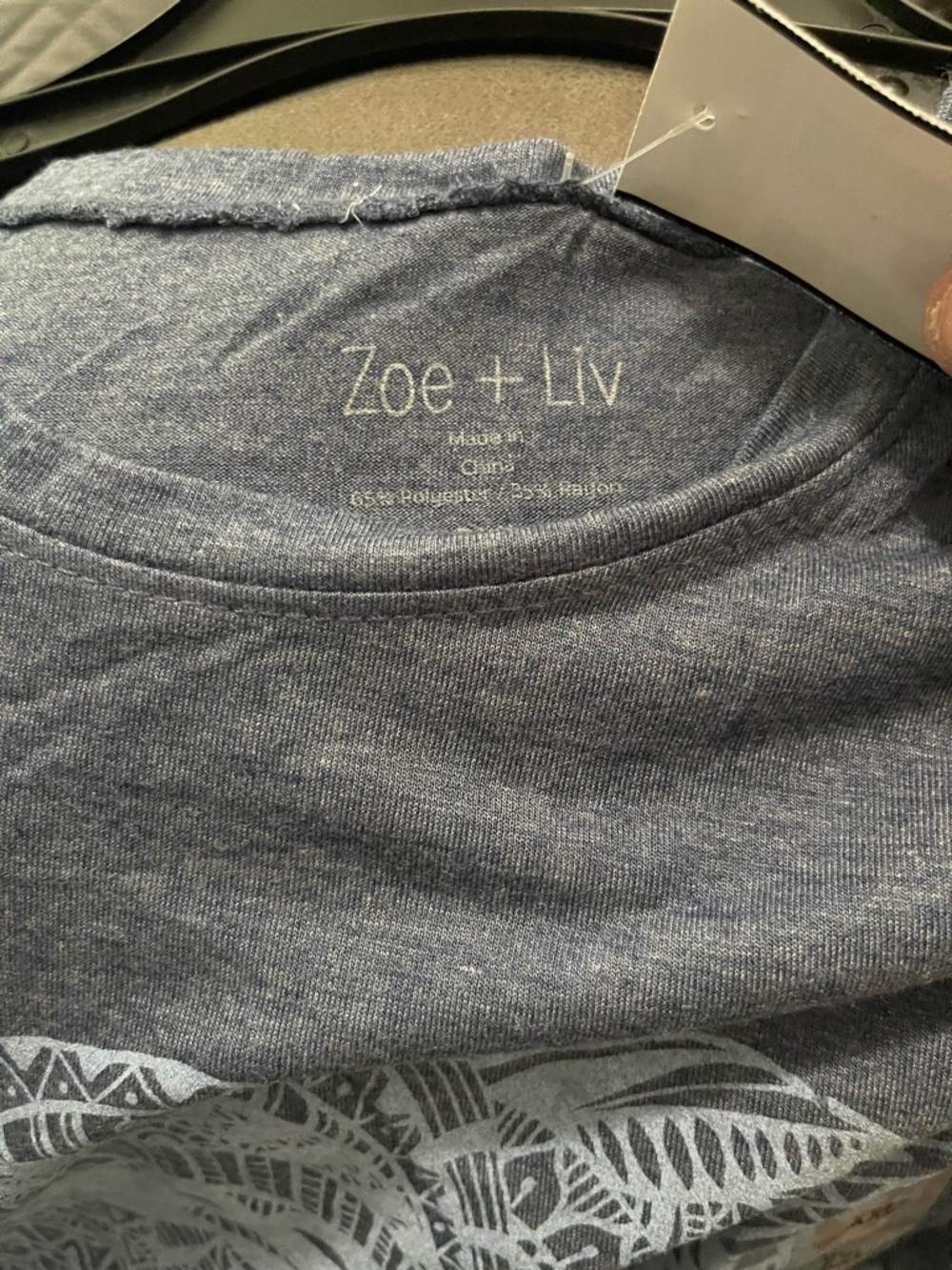 Zoe + Liv Heather Blue Elephant Graphic Tee - Picture 2 of 2
